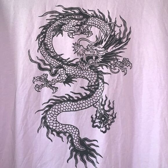 Mens Lavender Graphic T-Shirt With Black Dragon Print Shein XL Cotton/Spandex Bl - Picture 4 of 7